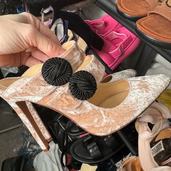 CHLOE’ GOSSELIN ROSIE VELVET MULE HEELS ICE PINK 36 - Picture 9 of 11